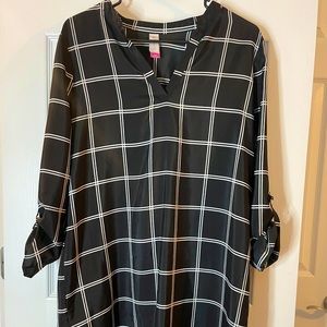 Plaid long silky shirt